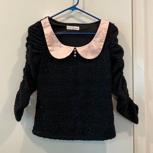 Pink Doll Korean Lolita vintage Peter Pan collar sweater top Small